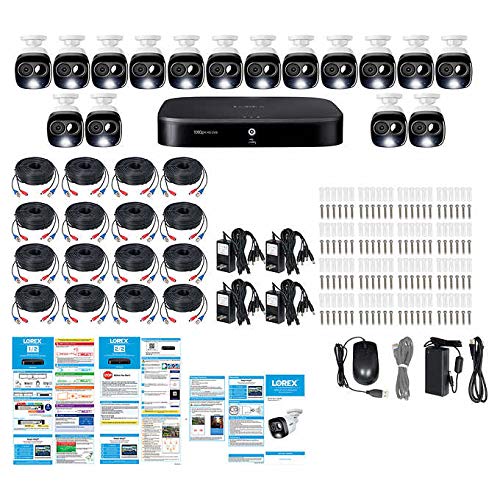 Lorex 1080p HD 16-Channel 2TB Security System with 16 1080p HD Indoor Outdoor Security Cameras, Advanced Person/Vehicle Detection, Active Deterrence, and Smart Home Compatibility