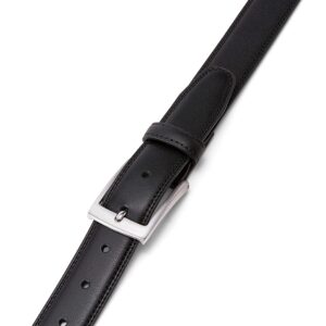 MILORDE Black Leather Belt, Fashion & Classic Design for Dress and Causal (Size 36 (Waist 34), Basic Black)