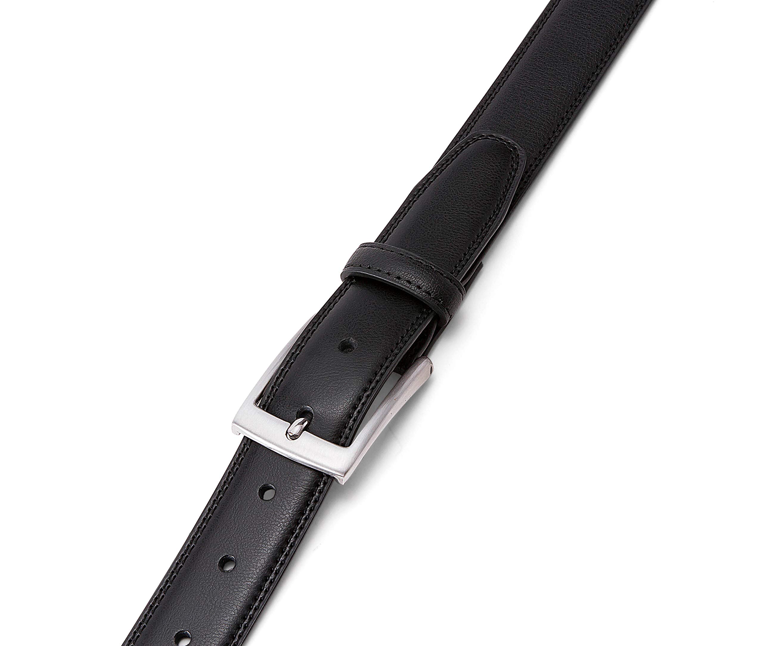 MILORDE Black Leather Belt, Fashion & Classic Design for Dress and Causal (Size 36 (Waist 34), Basic Black)