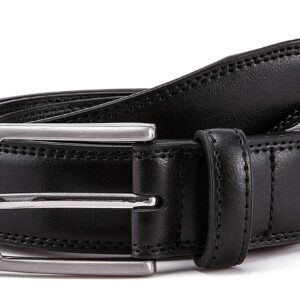 MILORDE Black Leather Belt, Fashion & Classic Design for Dress and Causal (Size 36 (Waist 34), Basic Black)