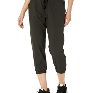 Amazon Essentials Women's Performance Stretch Woven Crop Jogger Pant, Black, Large