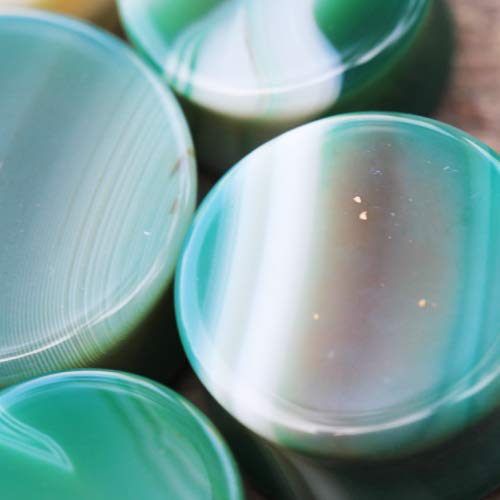 Pierced Owl Green Agate Natural Stone Saddle Plugs, Sold as a Pair (14mm (9/16"))