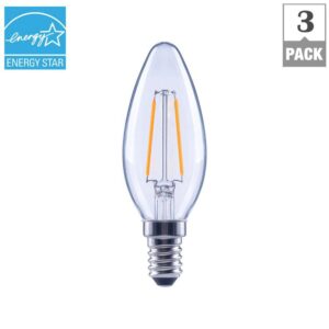 EcoSmart 25-Watt Equivalent B11 E12 Base Dimmable Clear Filament Vintage Style LED Light Bulb, Soft White (3-Pack)