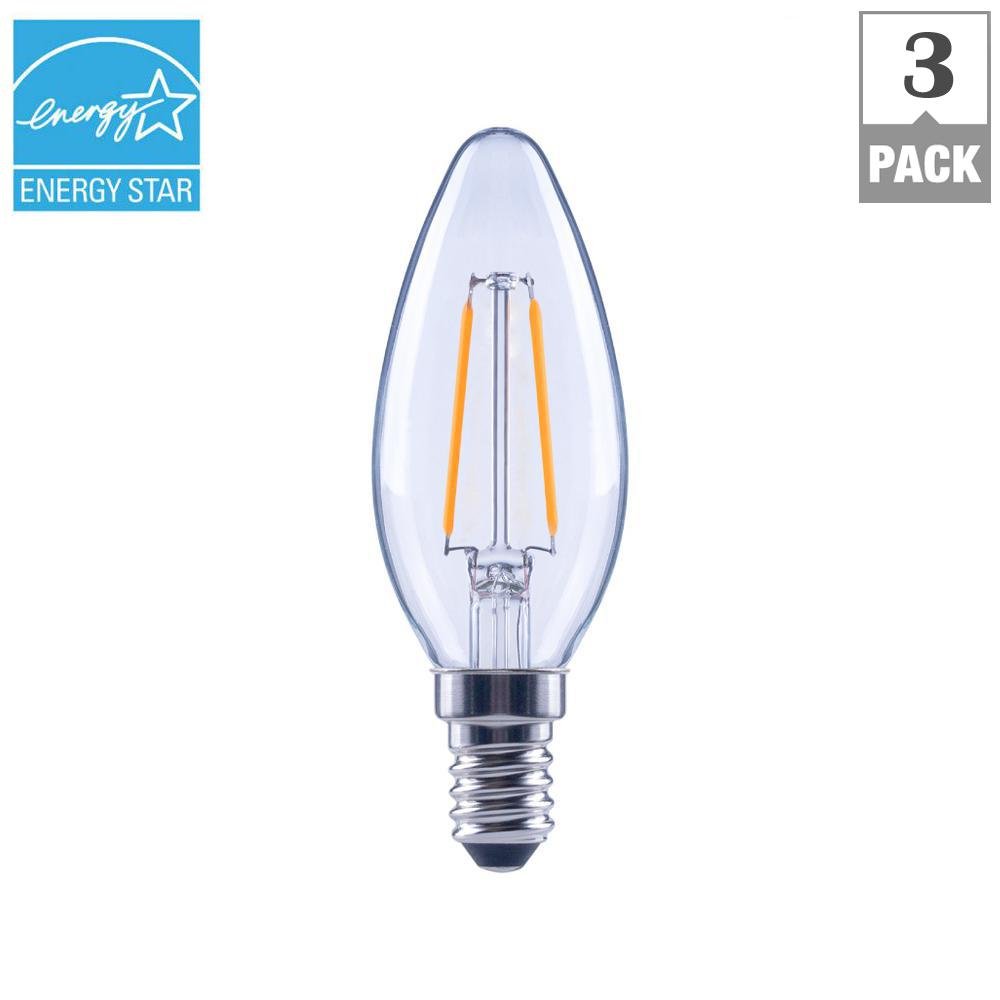 EcoSmart 25-Watt Equivalent B11 E12 Base Dimmable Clear Filament Vintage Style LED Light Bulb, Soft White (3-Pack)