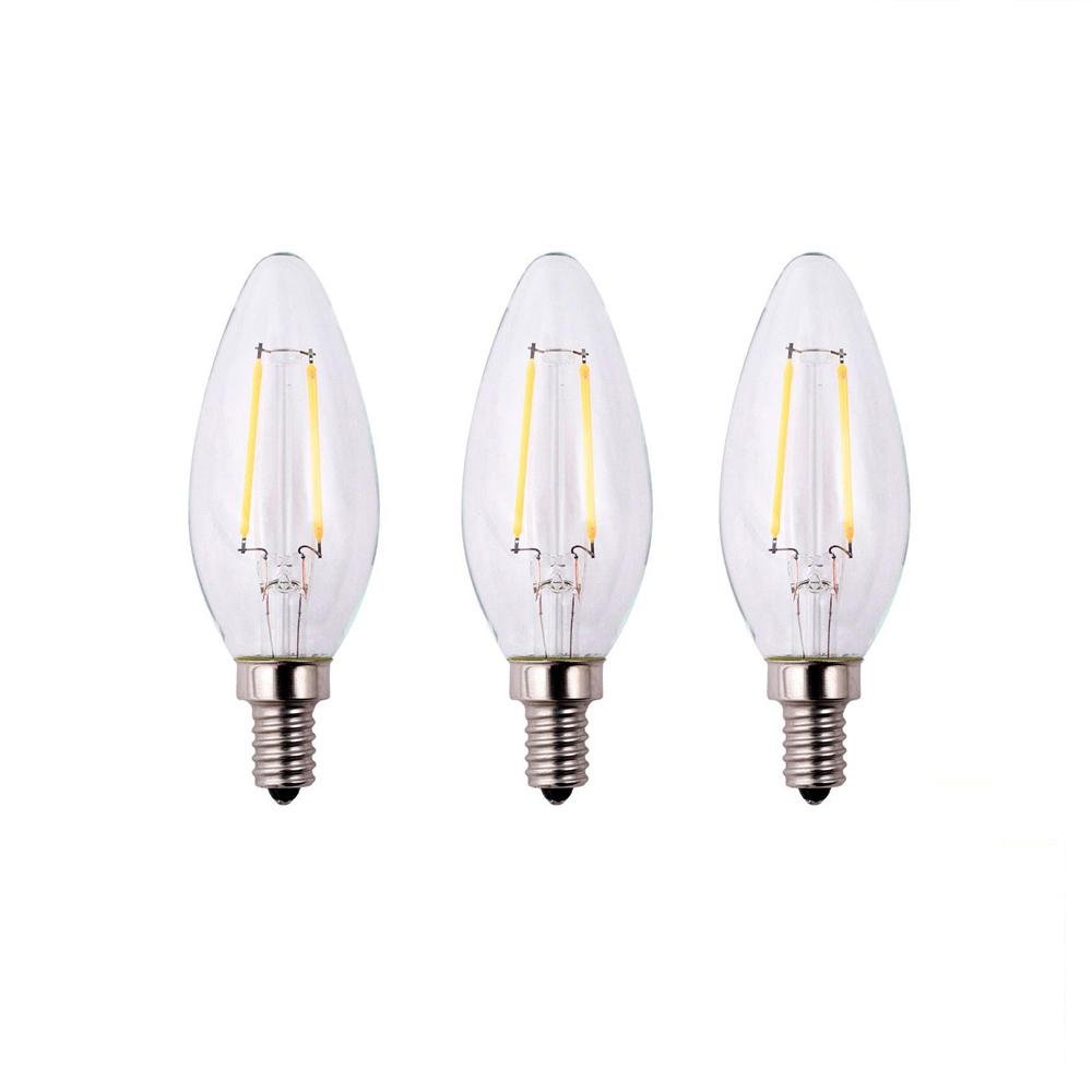 EcoSmart 25-Watt Equivalent B11 E12 Base Dimmable Clear Filament Vintage Style LED Light Bulb, Soft White (3-Pack)