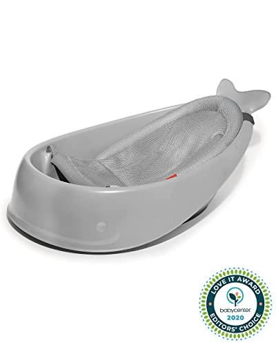 Skip Hop Baby Bath Tub, 3-Stage Smart Sling Tub, Moby, Grey