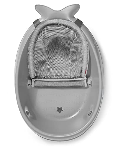 Skip Hop Baby Bath Tub, 3-Stage Smart Sling Tub, Moby, Grey