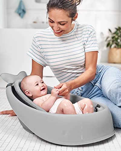 Skip Hop Baby Bath Tub, 3-Stage Smart Sling Tub, Moby, Grey