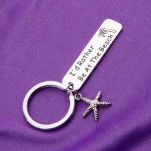 SEIRAA I'd Rather Be At The Beach Gift For Beach Lover Starfish Charm Jewelry Ocean Nautical Vacation Gif (I'd Rather Be At The Beach)