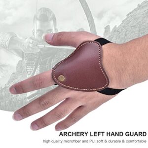 Archery Protective Gloves, Quality Microfiber and PU Archery Finger Hunting Hand Guard Shooting Left hand Protector(Brown)