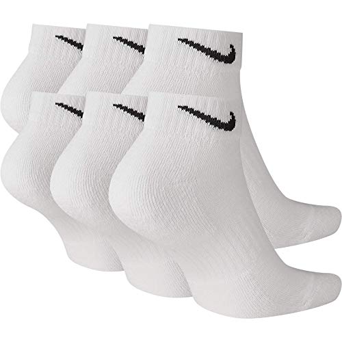 Nike Everyday Cushion Low Training Socks (3 Pair), Men's & Women's Athletic Low Cut Socks with Sweat-Wicking Technology, White/Black, Medium