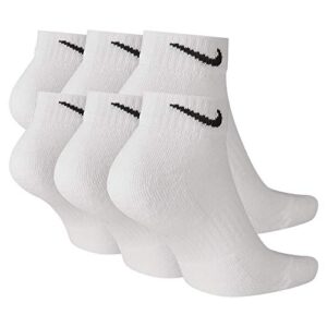 Nike Everyday Cushion Low Training Socks (3 Pair), Men's & Women's Athletic Low Cut Socks with Sweat-Wicking Technology, White/Black, Medium