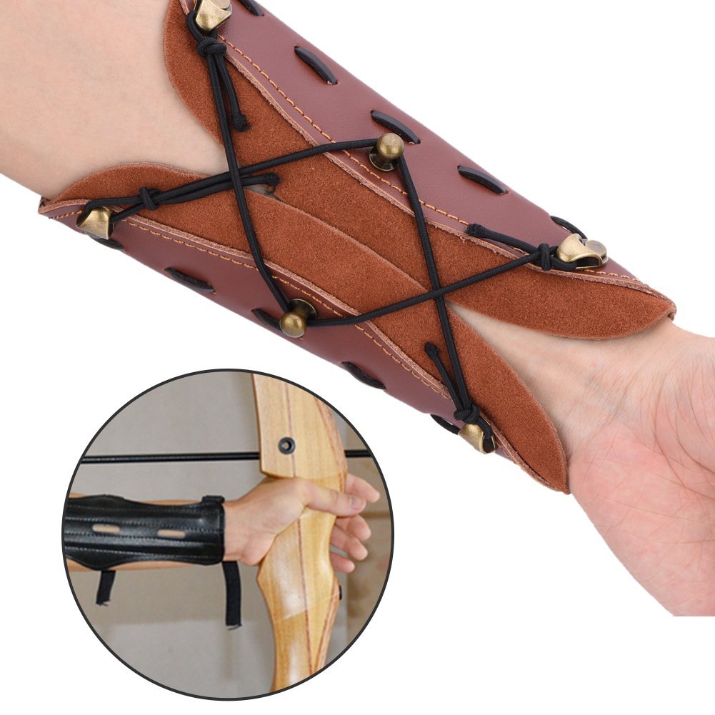 Dilwe Arm Guard, Shooting Archery Arrow Leather Arm Guard Strap Armband For Hunting Shooting Bow