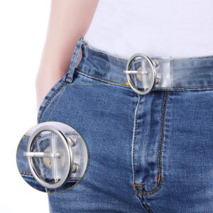 FENICAL Women Belt Joker Resin Plastic Full Transparent Belt Round Shape Buckle Belt Jeans Accessories, 1