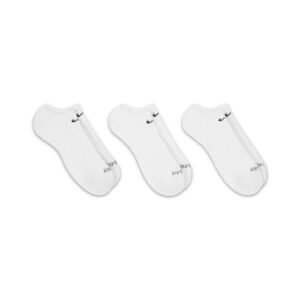 Nike mens Everyday Plus Cushion Training No-Show Socks 3-Pack (White/Black, Large)