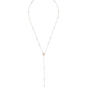 Kendra Scott Claudia Lariat Necklace for Women, Fashion Jewelry, Rhodium-Plated, Iridescent Drusy