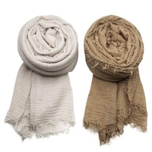 MANSHU 4PCS Women Soft Cotton Scarf Shawl Long Scarf, Scarf and Wrap, Big Head Scarf.