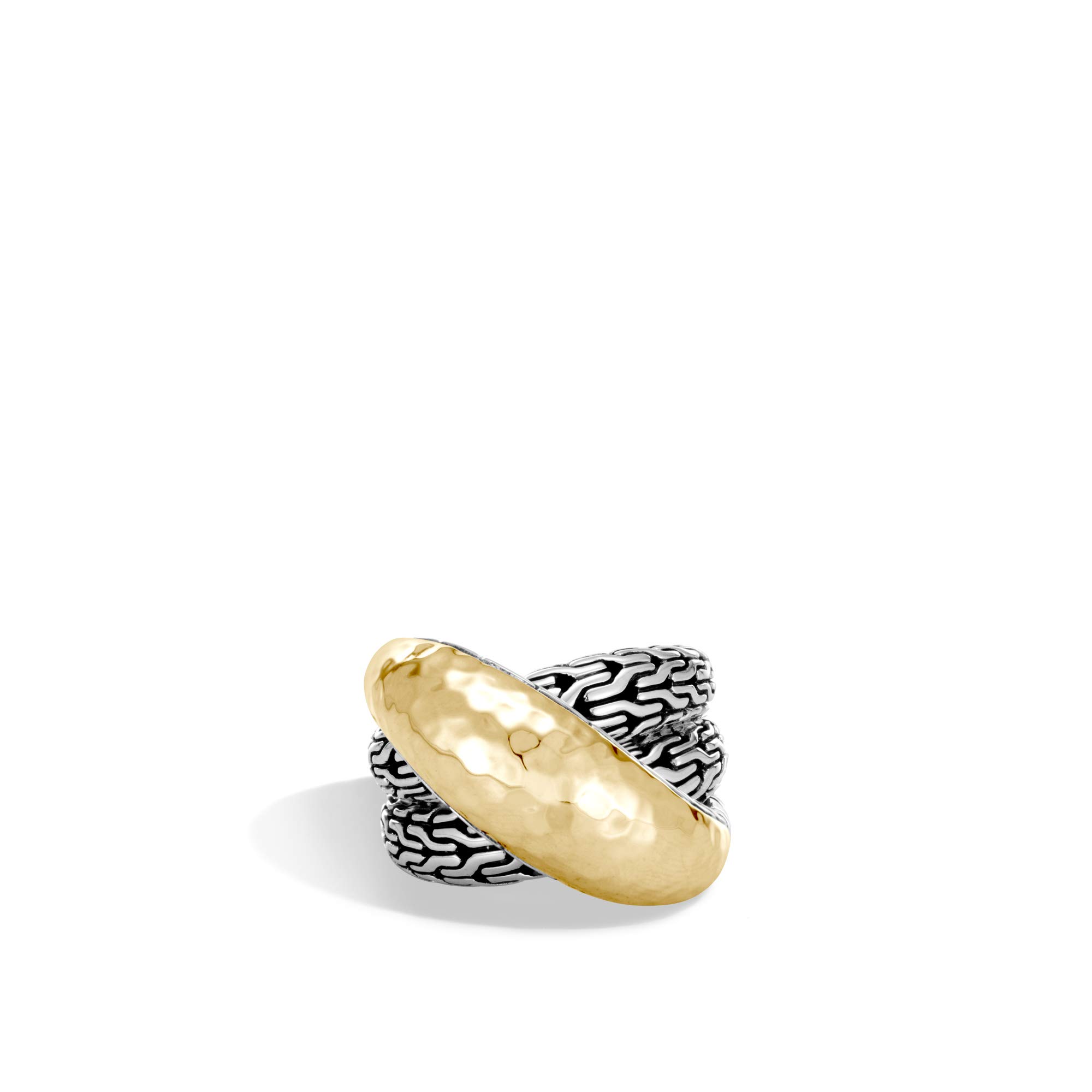 John Hardy WOMEN's Classic Chain Hammered 18K Gold and Silver Crossover Ring (7)