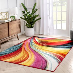 Well Woven Viva Pleasure Modern Abstract Multi Bright Area Rug 5'3" x 7'3"