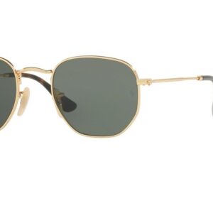 Ray-Ban RB3548N Hexagonal 001 54M Gold/Green Sunglasses for Men For Women (Large)+ BUNDLE with Designer iWear Eyewear Kit