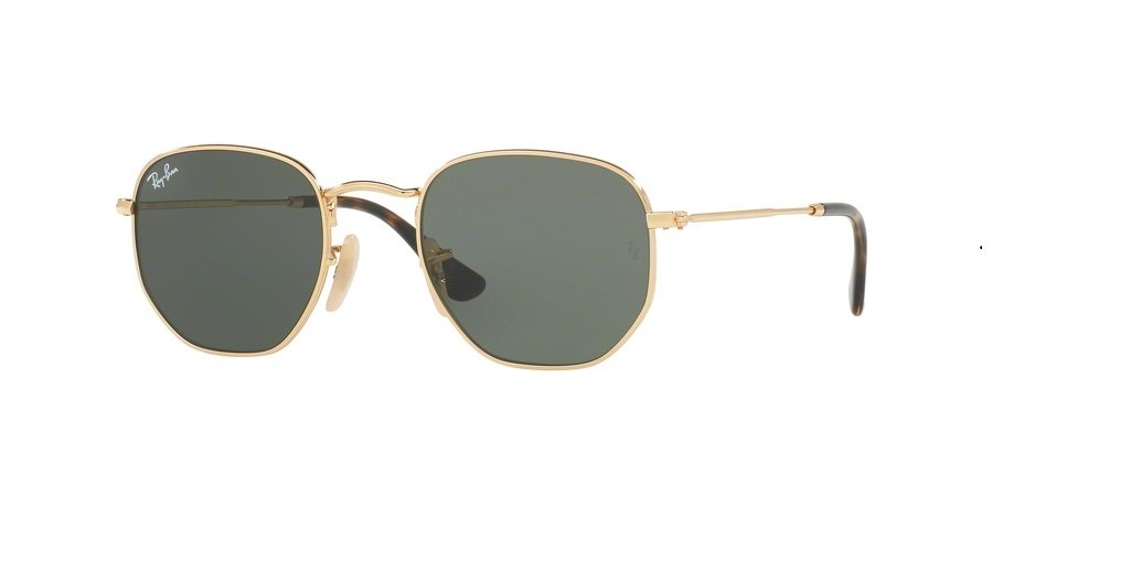 Ray-Ban RB3548N Hexagonal 001 54M Gold/Green Sunglasses for Men For Women (Large)+ BUNDLE with Designer iWear Eyewear Kit