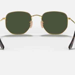 Ray-Ban RB3548N Hexagonal 001 54M Gold/Green Sunglasses for Men For Women (Large)+ BUNDLE with Designer iWear Eyewear Kit