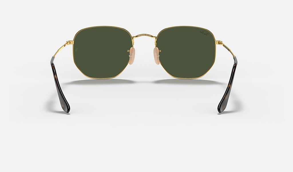 Ray-Ban RB3548N Hexagonal 001 54M Gold/Green Sunglasses for Men For Women (Large)+ BUNDLE with Designer iWear Eyewear Kit