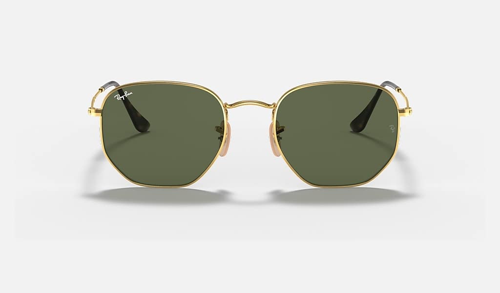 Ray-Ban RB3548N Hexagonal 001 54M Gold/Green Sunglasses for Men For Women (Large)+ BUNDLE with Designer iWear Eyewear Kit