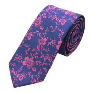 Men Handmade Silk Tie Fashion Blue Rose Small Floral Wedding Party Dance Necktie