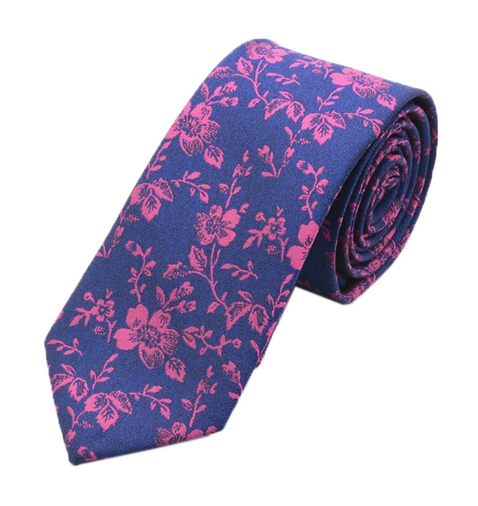 Men Handmade Silk Tie Fashion Blue Rose Small Floral Wedding Party Dance Necktie