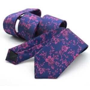 Men Handmade Silk Tie Fashion Blue Rose Small Floral Wedding Party Dance Necktie