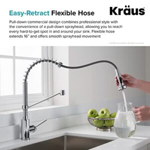 KRAUS 24-inch 18 Gauge Pax Laundry and Utility Sink Combo Set with Bolden 18-inch Kitchen Faucet and Soap Dispenser, Chrome KHU24L-1610-53CH