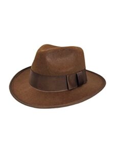 nicky bigs novelties adult brown adventurer fedora hat - mobster felt panama hats - gatsby halloween costume accessory, brown, one size