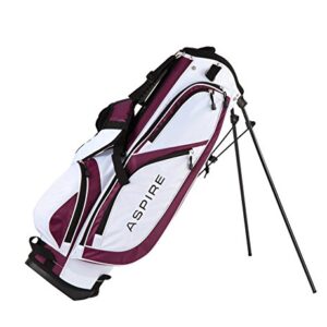 Aspire X1 Ladies Womens Complete Golf Club Set Includes Driver, Fairway, Hybrid, 6-PW Irons, Putter, Stand Bag, 3 H/C's Purple - Regular or Petite Size! (Petite Size -1", Right Handed)