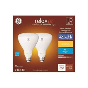 GE Relax 2-Pack 65 W Equivalent Dimmable Soft White Br30 LED Light Fixture Light Bulb