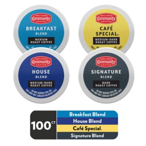 Community Coffee Variety Pack 100 Count Coffee Pods, Medium Dark Roast, Compatible with Keurig K-Cup Brewers