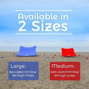 Red Suricata Family Beach Tent & Beach Canopy, UPF50 Sun Beach Shade, Sunshade with 4 Aluminum Poles, 4 Pole Anchors & Sand Shovel, Large & Portable Sun Shelter Tarp (Large, Turquoise)