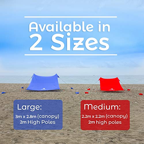 Red Suricata Family Beach Tent & Beach Canopy, UPF50 Sun Beach Shade, Sunshade with 4 Aluminum Poles, 4 Pole Anchors & Sand Shovel, Large & Portable Sun Shelter Tarp (Large, Turquoise)