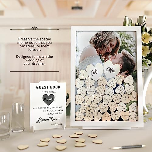 GLM Premium Wedding Guest Book Alternative with Welcome Sign and 85 Hearts - A Perfect Piece to Rustic Wedding Decorations for Ceremony Outside, an Alternative for Your Guest Book Wedding Reception!