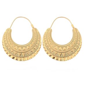 18K Gold Plated Big Hoop Earrings for Ethiopian Eritrean African Women Party Jewelry (Gold)