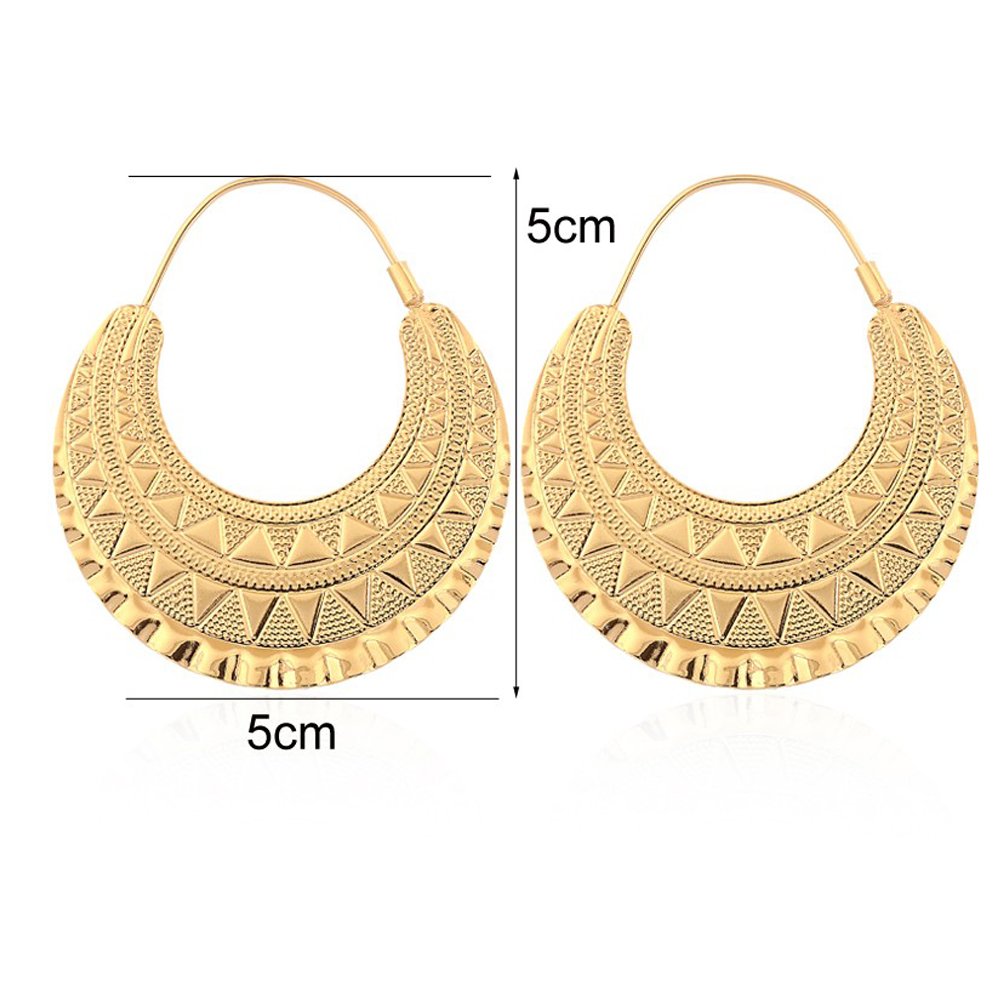 18K Gold Plated Big Hoop Earrings for Ethiopian Eritrean African Women Party Jewelry (Gold)