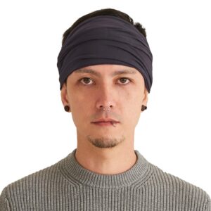 Dark Gray Japanese Bandana Headbands for Men and Women – Comfortable Head Bands with Elastic Secure Snug Fit Ideal Runners Fitness Sports Football Tennis Stylish Lightweight M