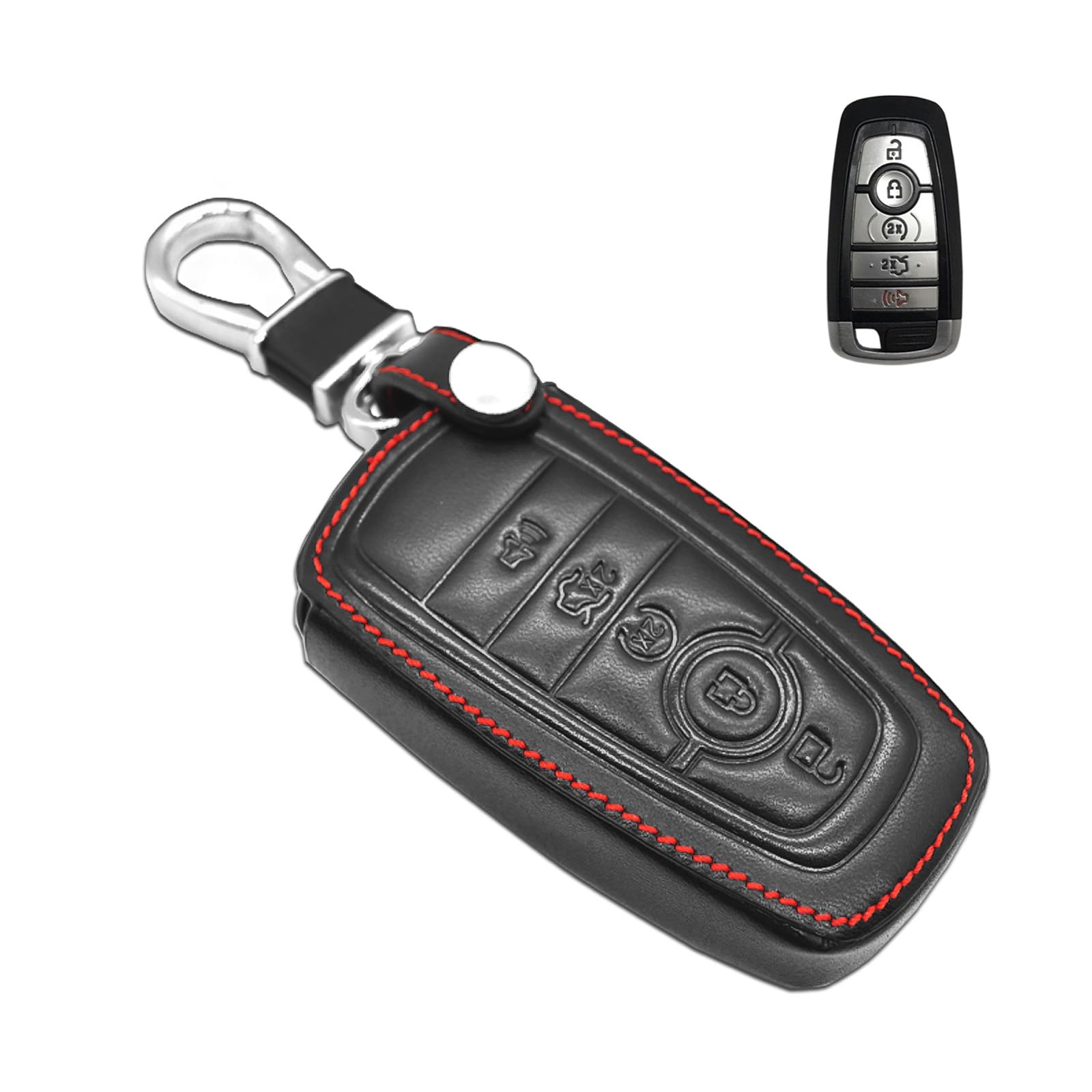 MECHCOS Compatible with Ford Bronco Edge Escape Expedition Explorer F-150 F-150 Lightning F-250 F-350 Super Duty Mustang Lincoln Nautilus Navigator Aviator Leather Key Fob Cover Case Protector Shell