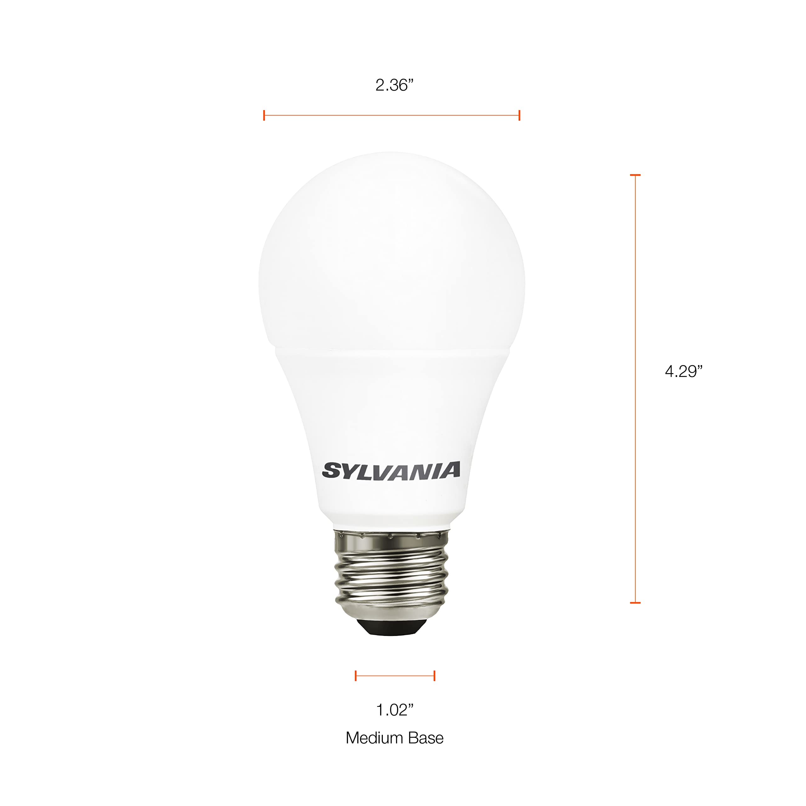 SYLVANIA LED Light Bulb, 75W Equivalent A19, Efficient 12W, Medium Base, Frosted Finish,1100 Lumens, White - 1 Pack (74736)