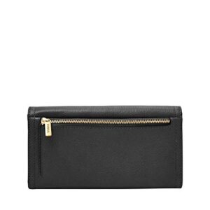 Fossil Women's Logan Leather Wallet RFID Blocking Flap Clutch Organizer, Black (Model: SL7833001)