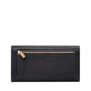 Fossil Women's Logan Leather Wallet RFID Blocking Flap Clutch Organizer, Black (Model: SL7833001)