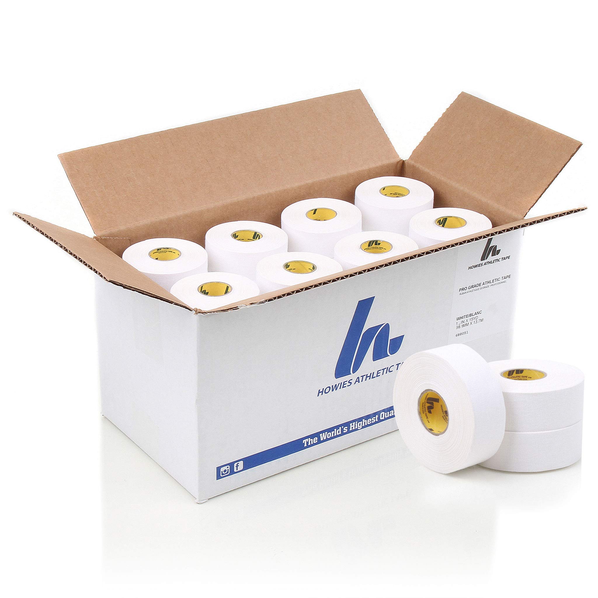 Howies White Athletic Tape Bulk - 24 Rolls 1" x 15yd Pro Grade Strength Sports Tape, Easy Tear, No Sticky Residue!