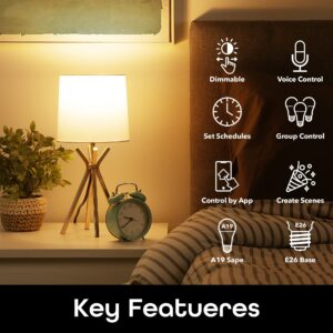 Geeni A19 (3 Pack) White LED Smart Light Bulbs, Dimmable, Works with Alexa and Google Home, Requires 2.4GHz Wifi