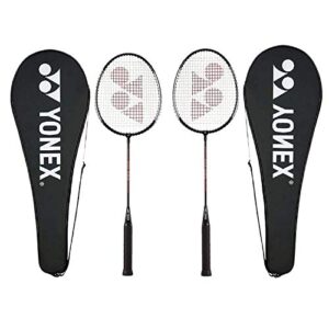 yonex gr 303 badminton racket 2018 professional beginner practice racquet face cover steel shaft - pack of 2