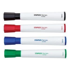 staples 2056102 remarx dry erase markers chisel point assorted 4/pack (29205)